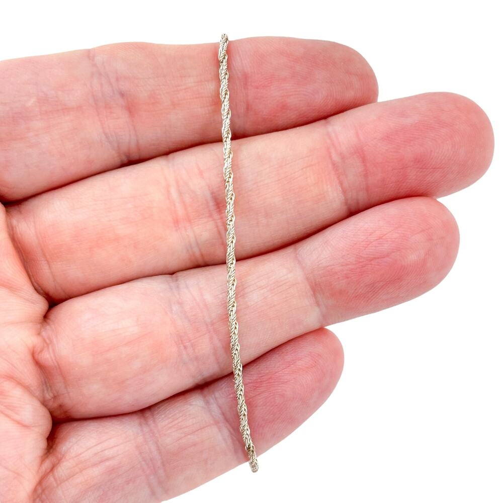 Vintage Italy IBB Sterling Silver 925 Rope Chain Bracelet 7.5"